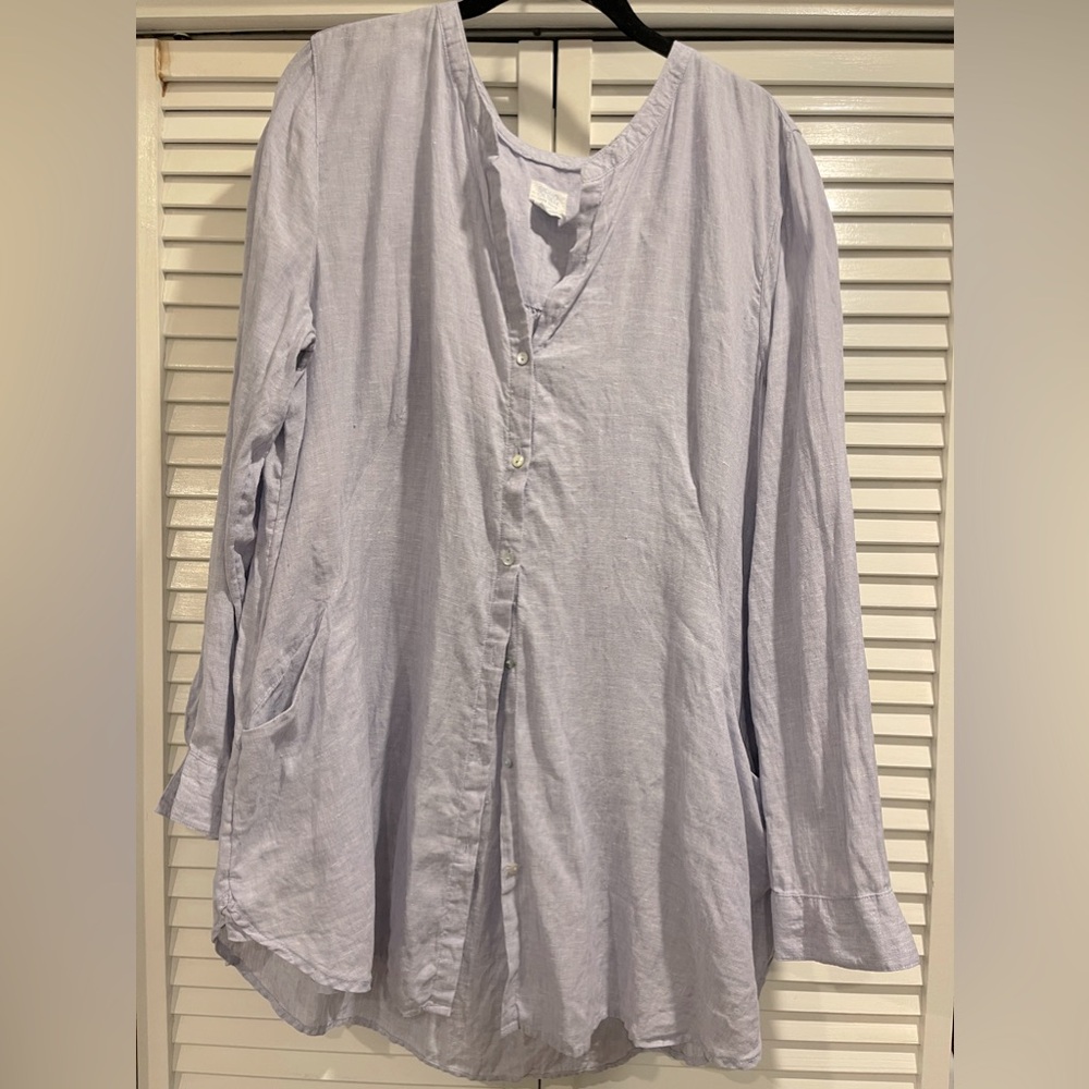 Sigrid Olsen 100% linen button-down shirt with pockets